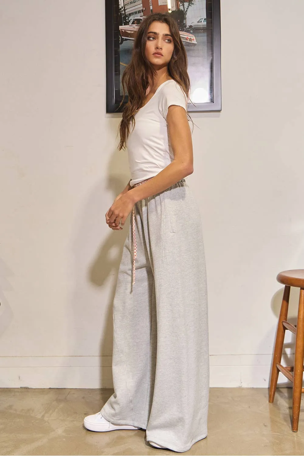 Check Contrast Waist Band Terry Boxer Sweatpants