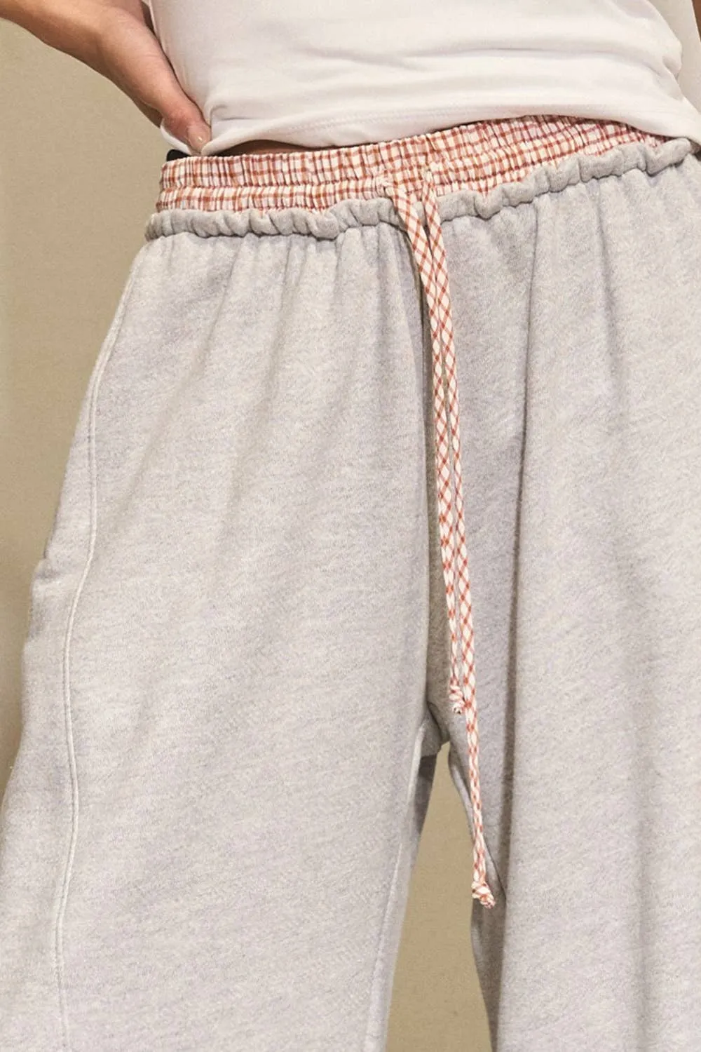 Check Contrast Waist Band Terry Boxer Sweatpants