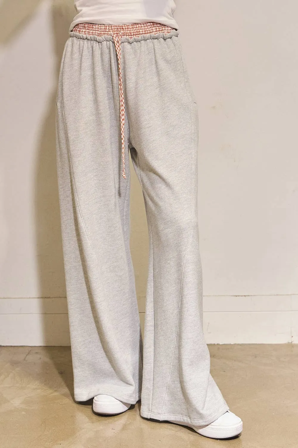 Check Contrast Waist Band Terry Boxer Sweatpants