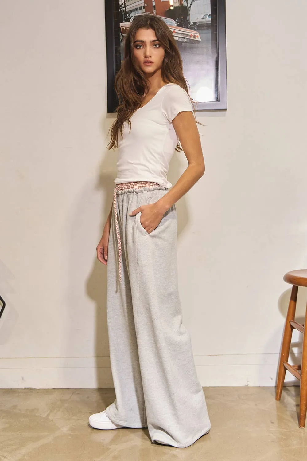 Check Contrast Waist Band Terry Boxer Sweatpants