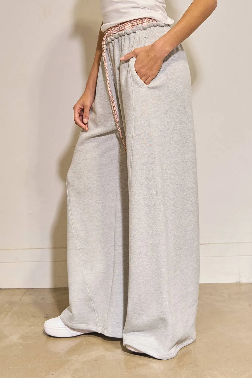 Check Contrast Waist Band Terry Boxer Sweatpants