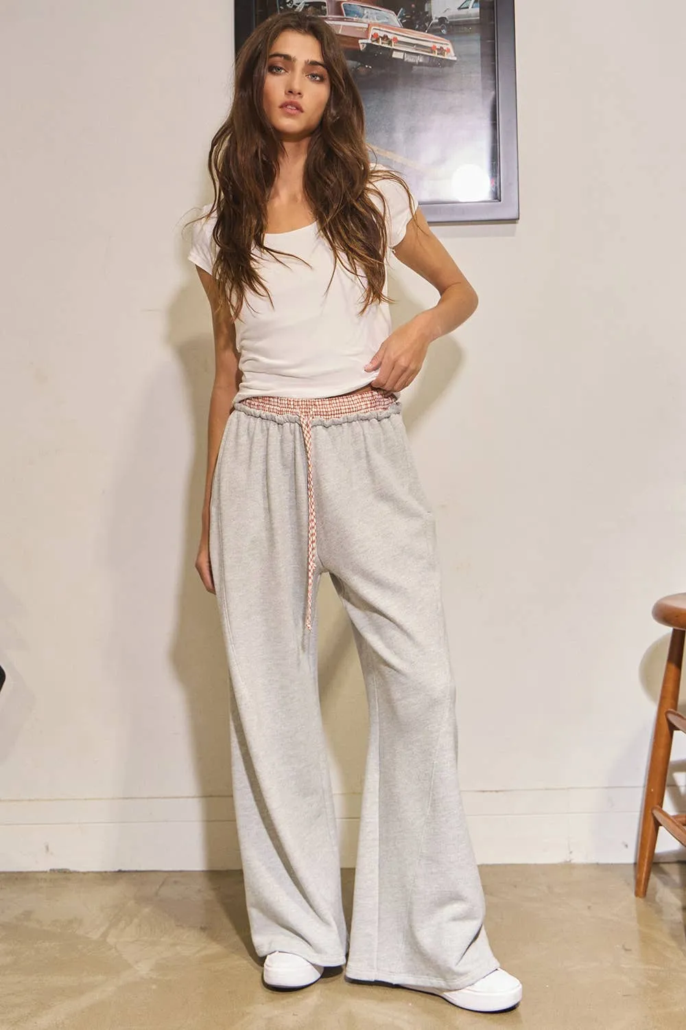 Check Contrast Waist Band Terry Boxer Sweatpants