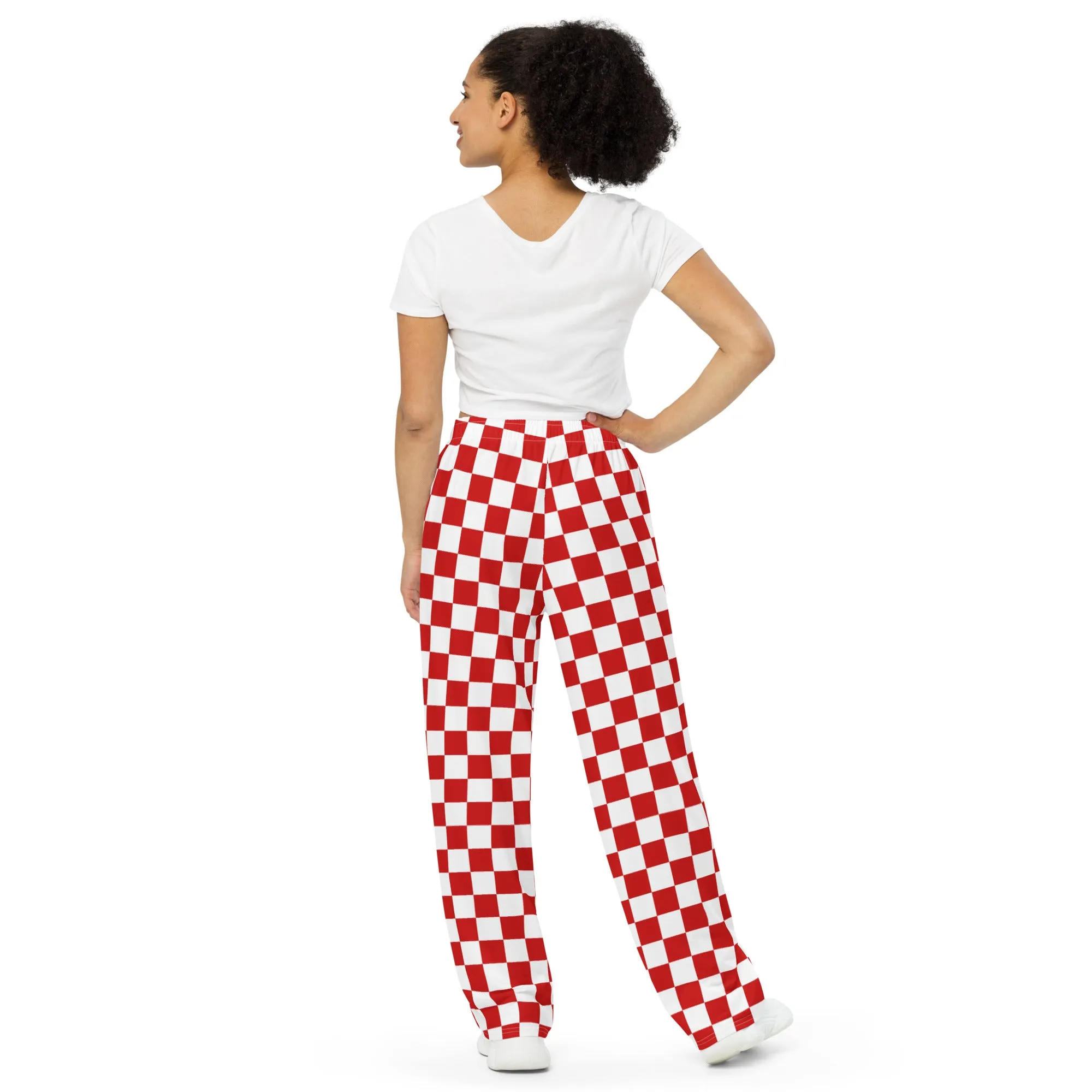 Checkered Print Unisex Wide-Leg Pants