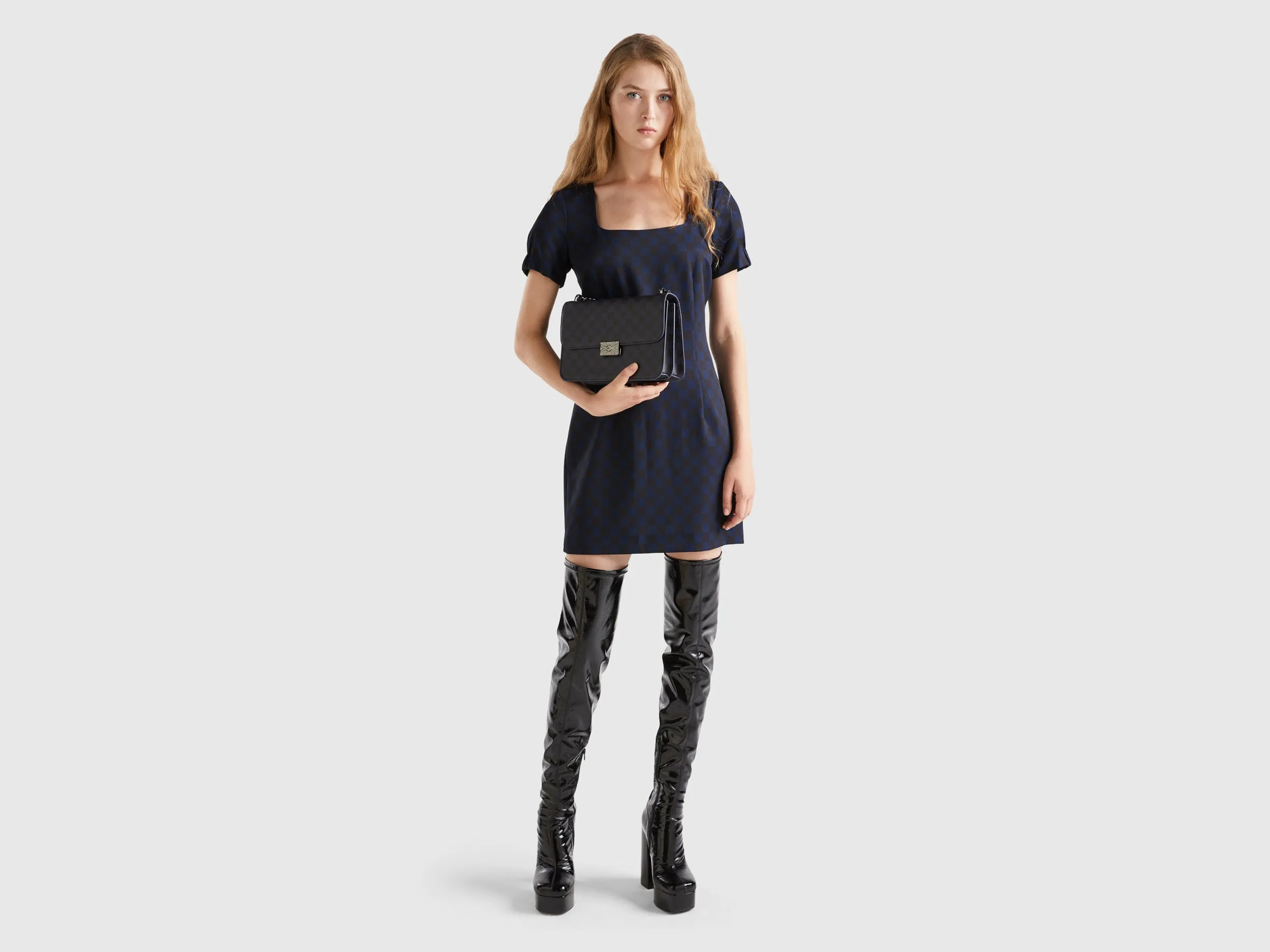 Checkered Slim Fit Sheath Dress