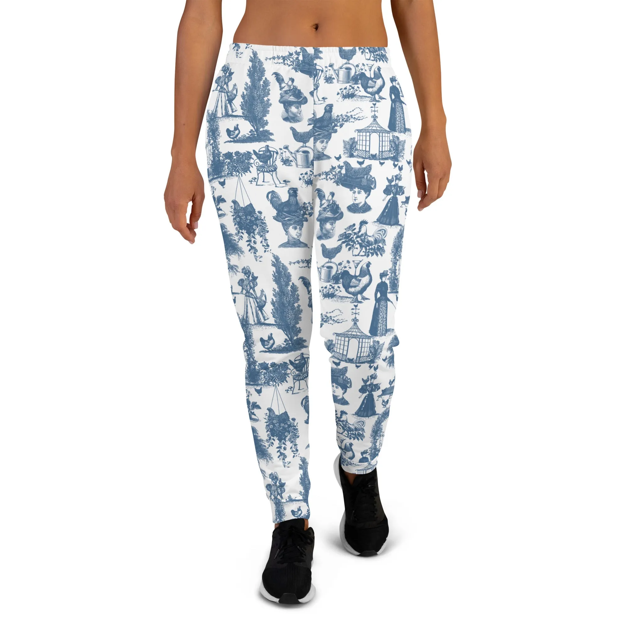 Chicken Lady Toile Unisex Joggers, cornflower