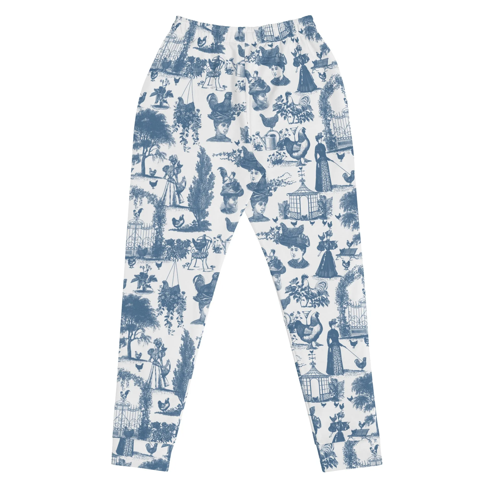 Chicken Lady Toile Unisex Joggers, cornflower