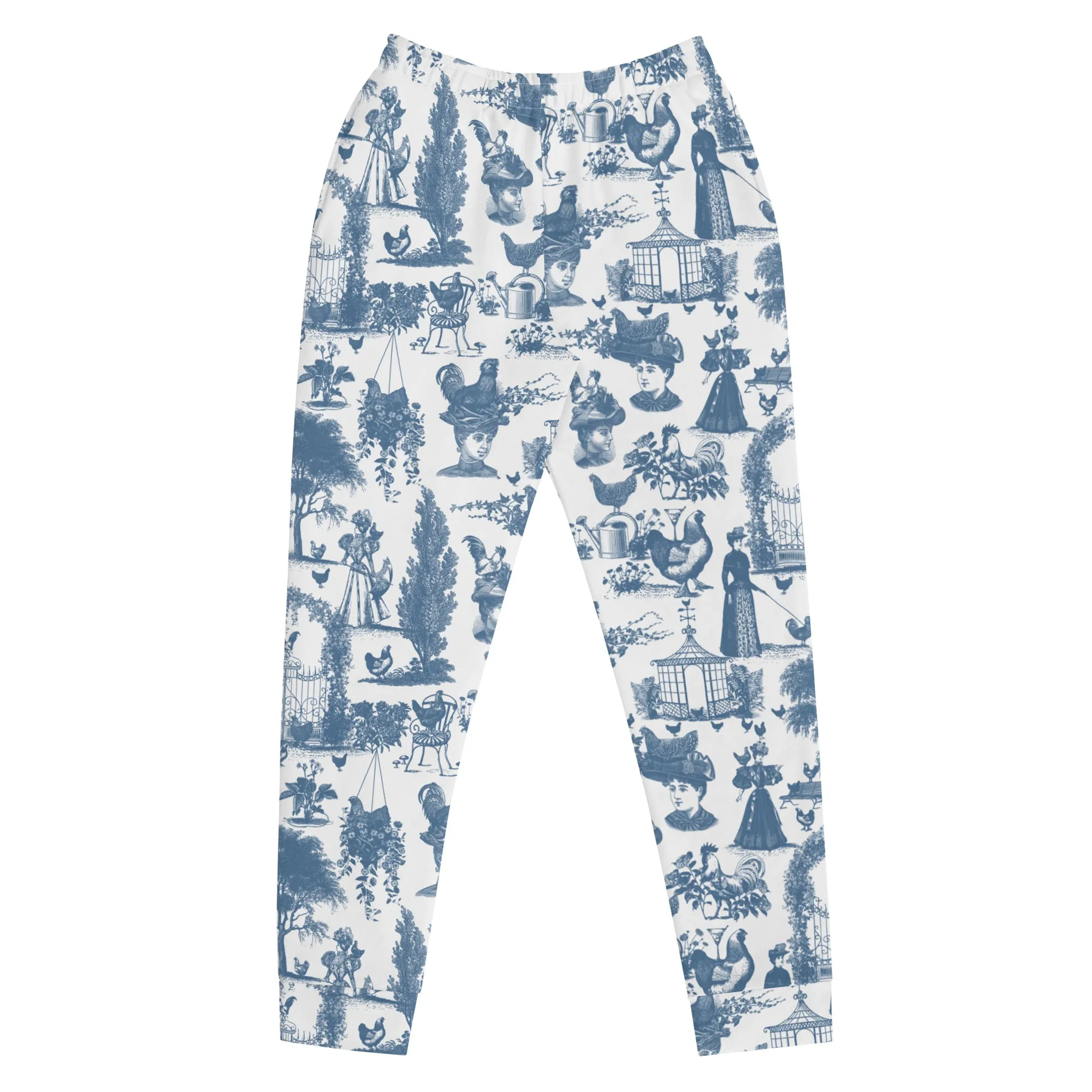 Chicken Lady Toile Unisex Joggers, cornflower
