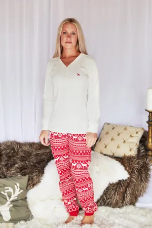 Christmas Ladies Red Reindeer PJs