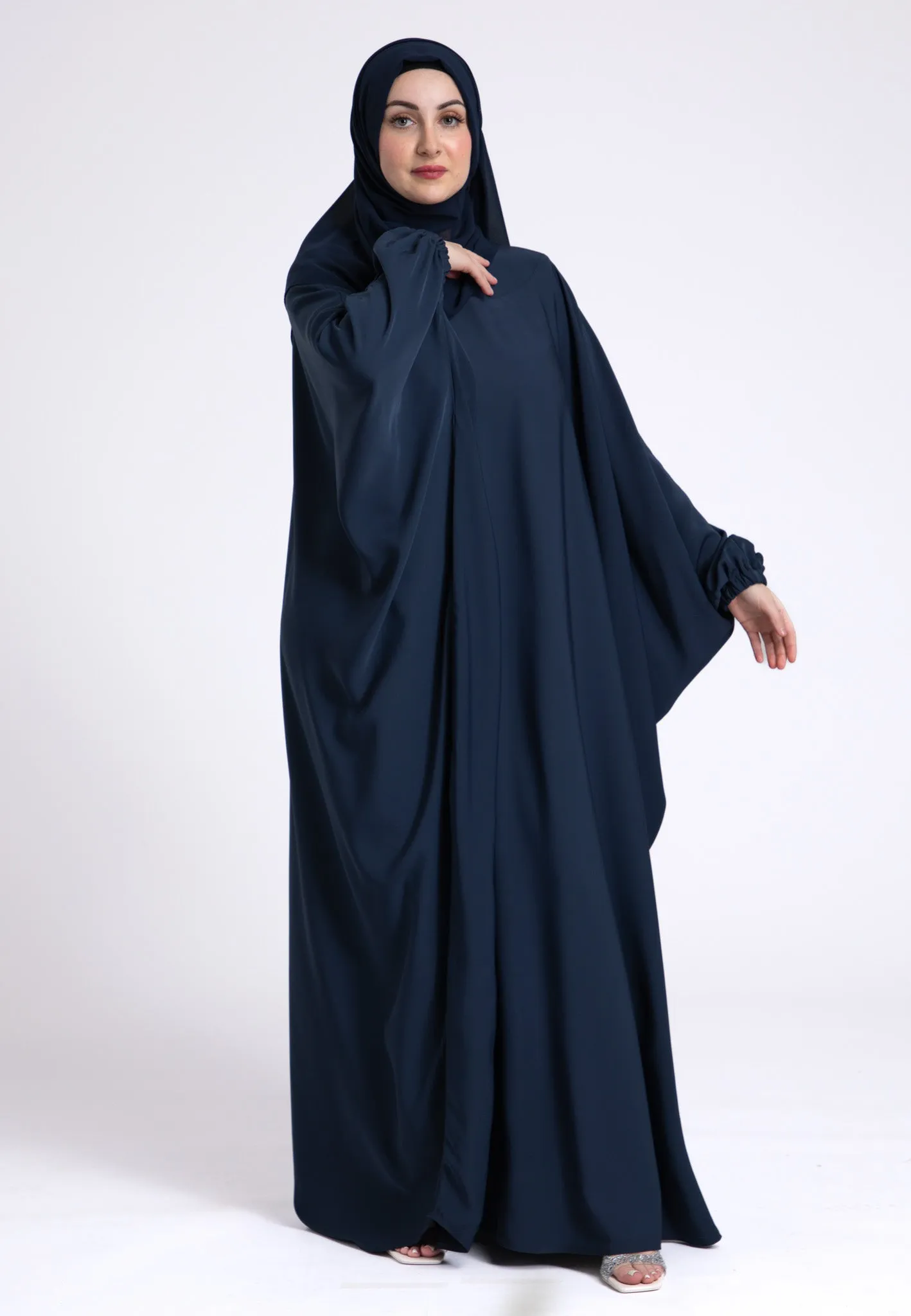 Classic Navy Farasha With Elasticated Cuff Sleeves