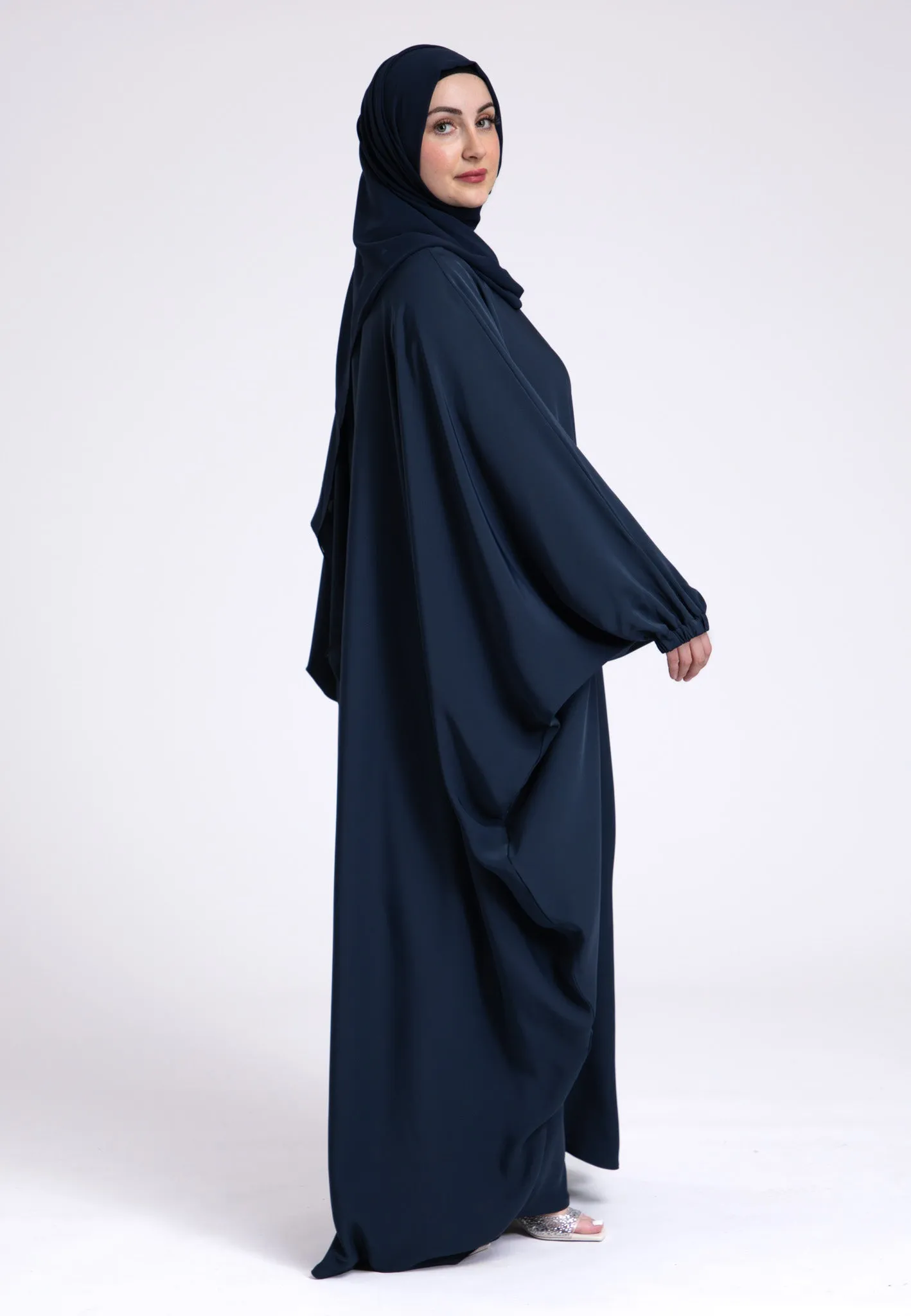 Classic Navy Farasha With Elasticated Cuff Sleeves