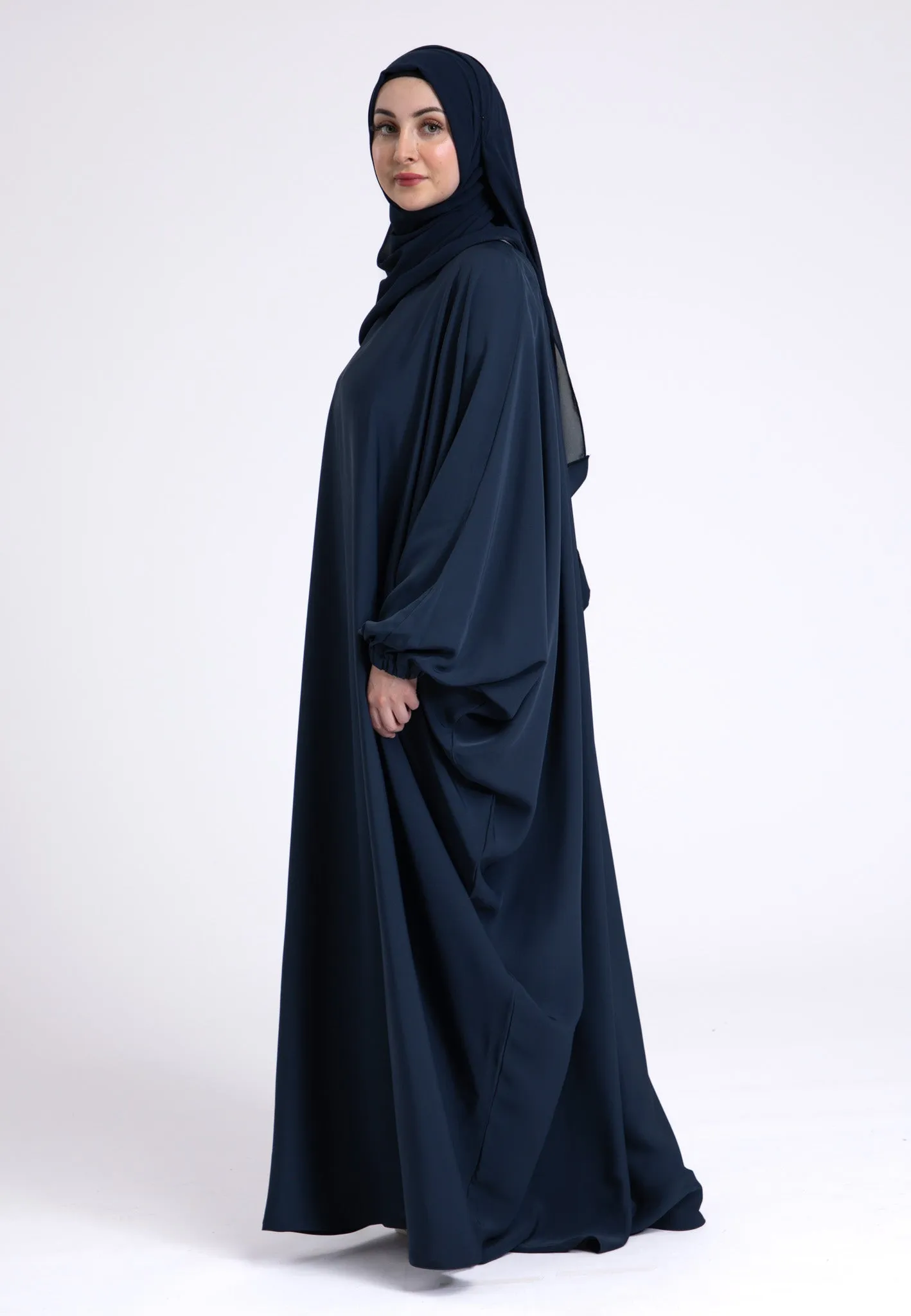 Classic Navy Farasha With Elasticated Cuff Sleeves