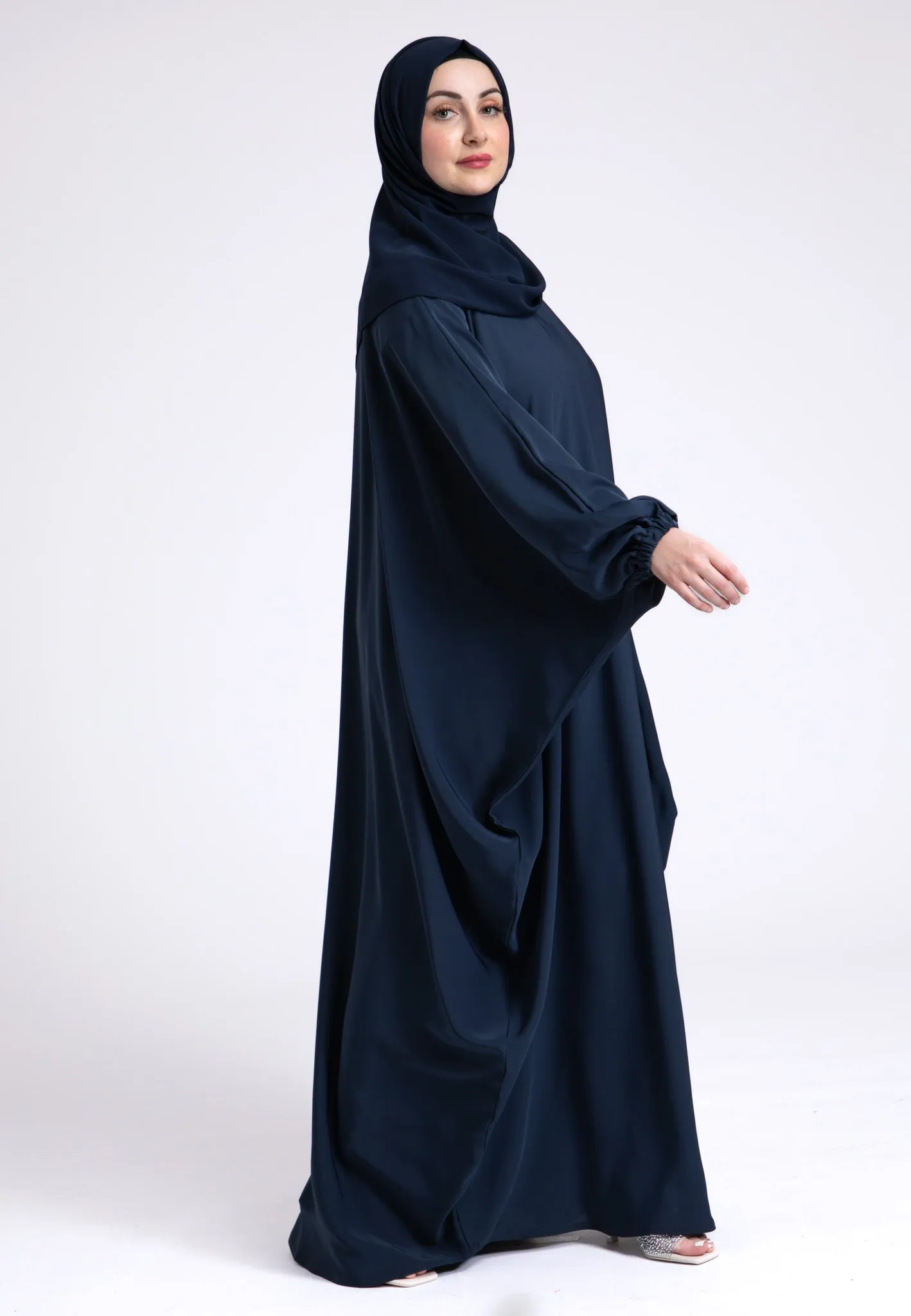 Classic Navy Farasha With Elasticated Cuff Sleeves
