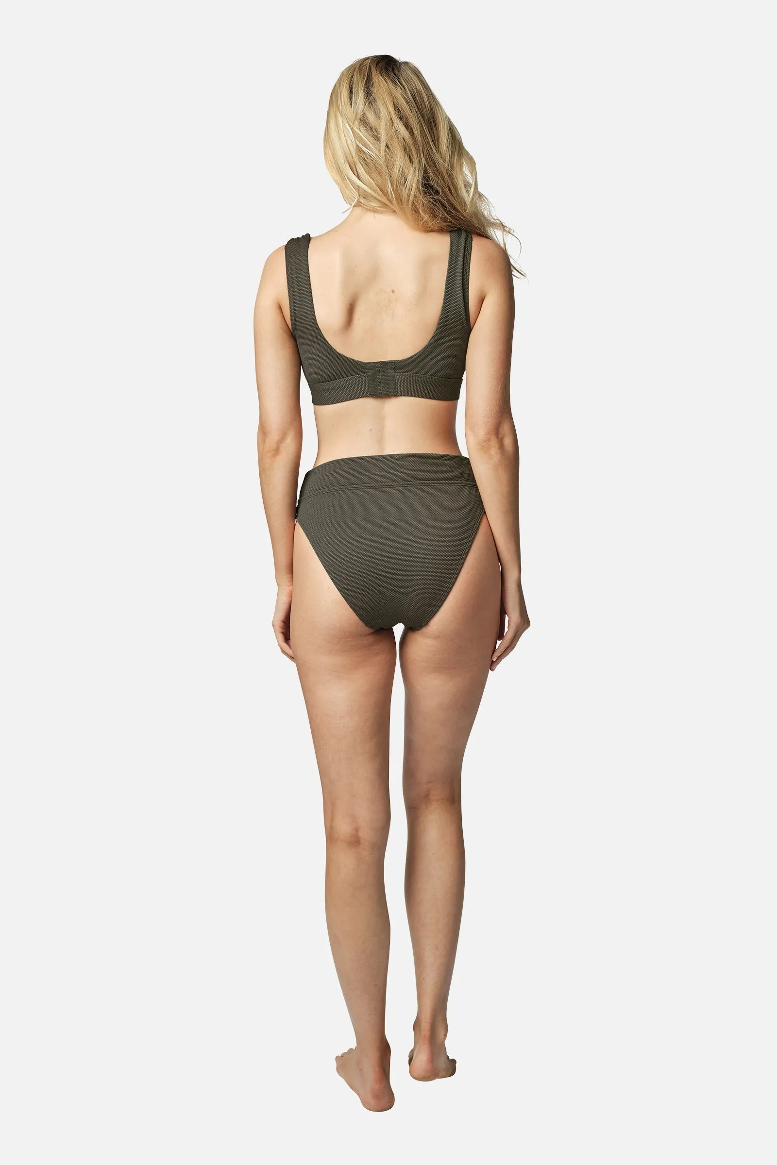 Classic Square Neck Bikini Bralette KHAKI TEXTURE