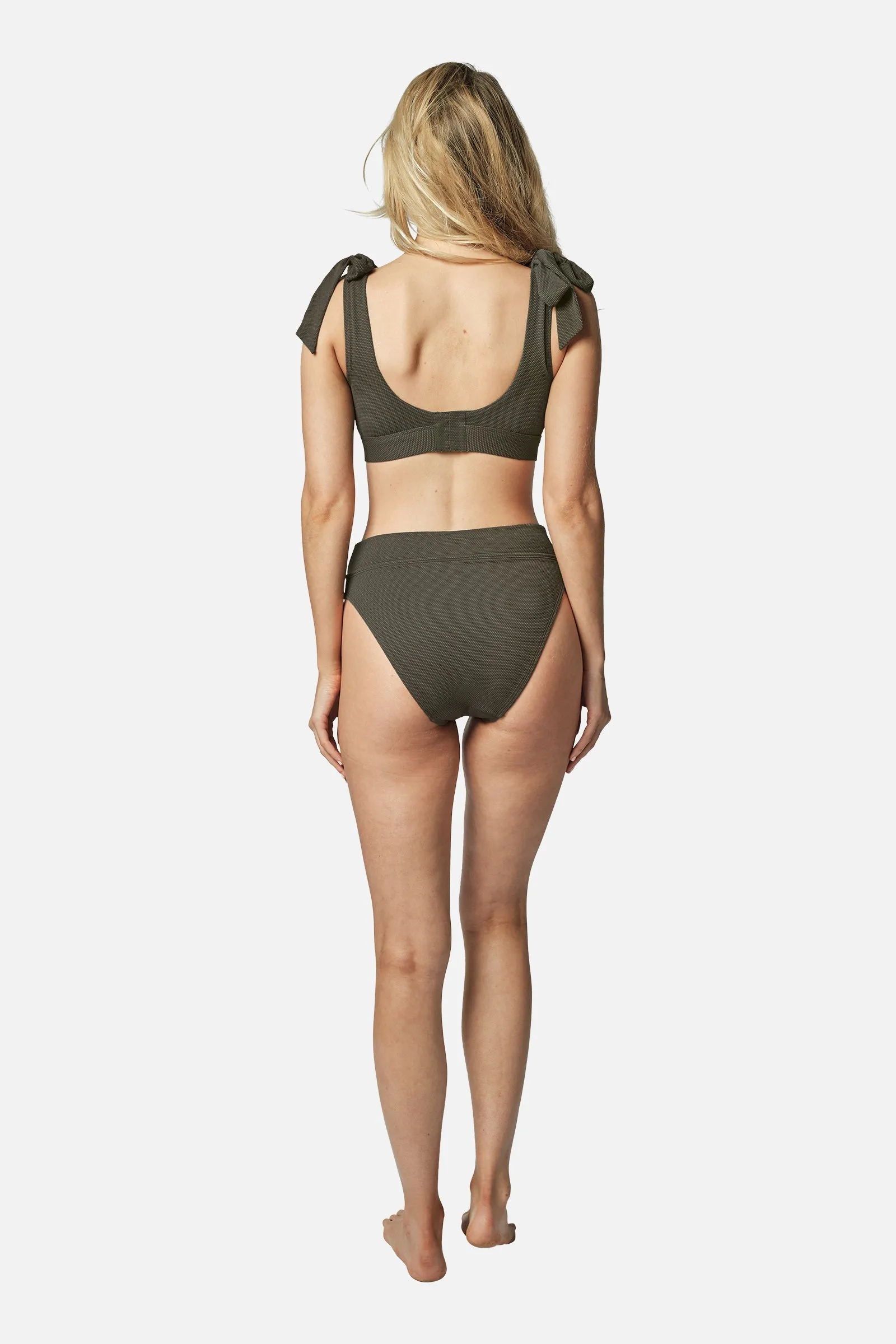 Classic Square Neck Bikini Bralette KHAKI TEXTURE