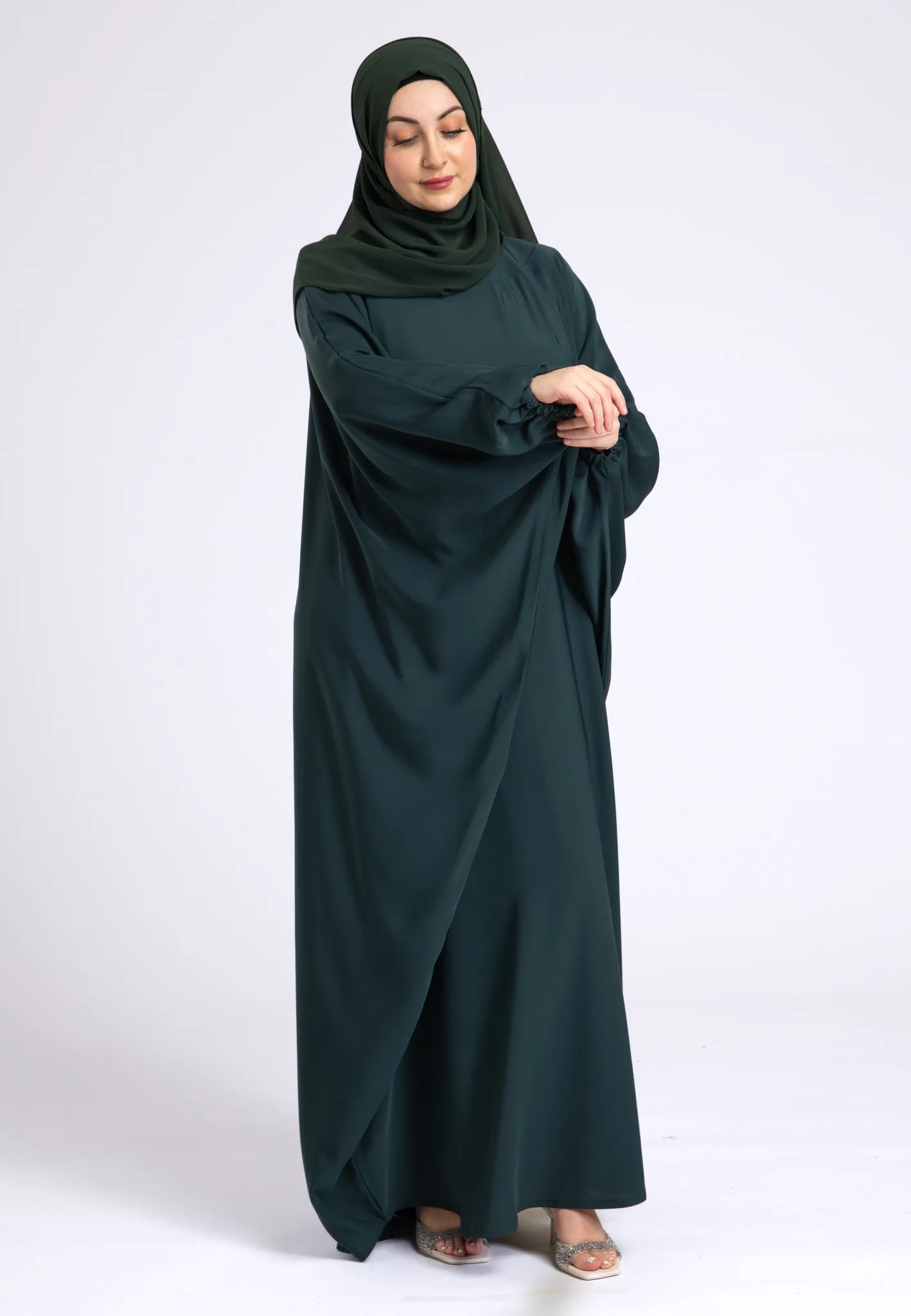 Classic Teal Farasha With Elasticated Cuff Sleeves
