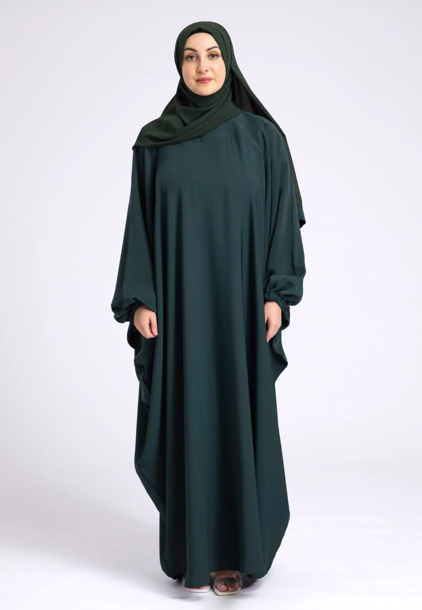 Classic Teal Farasha With Elasticated Cuff Sleeves