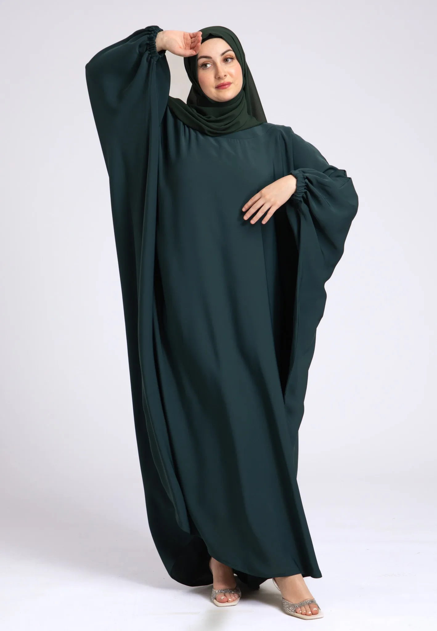 Classic Teal Farasha With Elasticated Cuff Sleeves