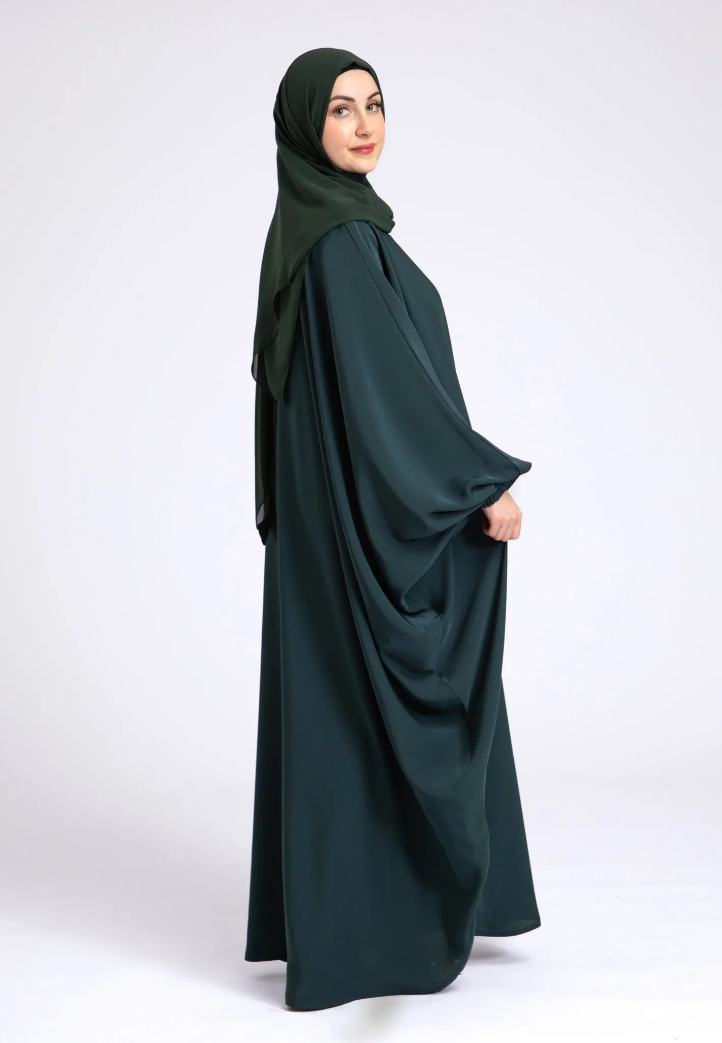 Classic Teal Farasha With Elasticated Cuff Sleeves