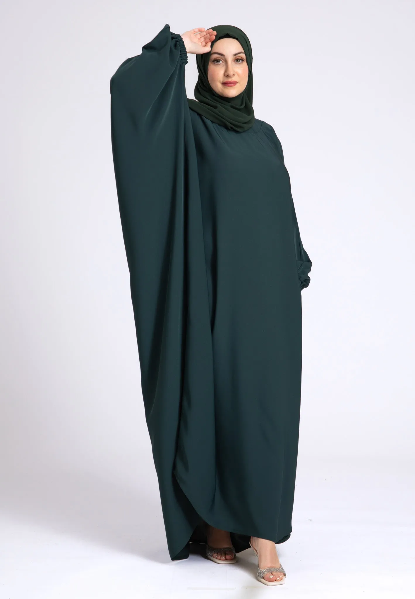 Classic Teal Farasha With Elasticated Cuff Sleeves