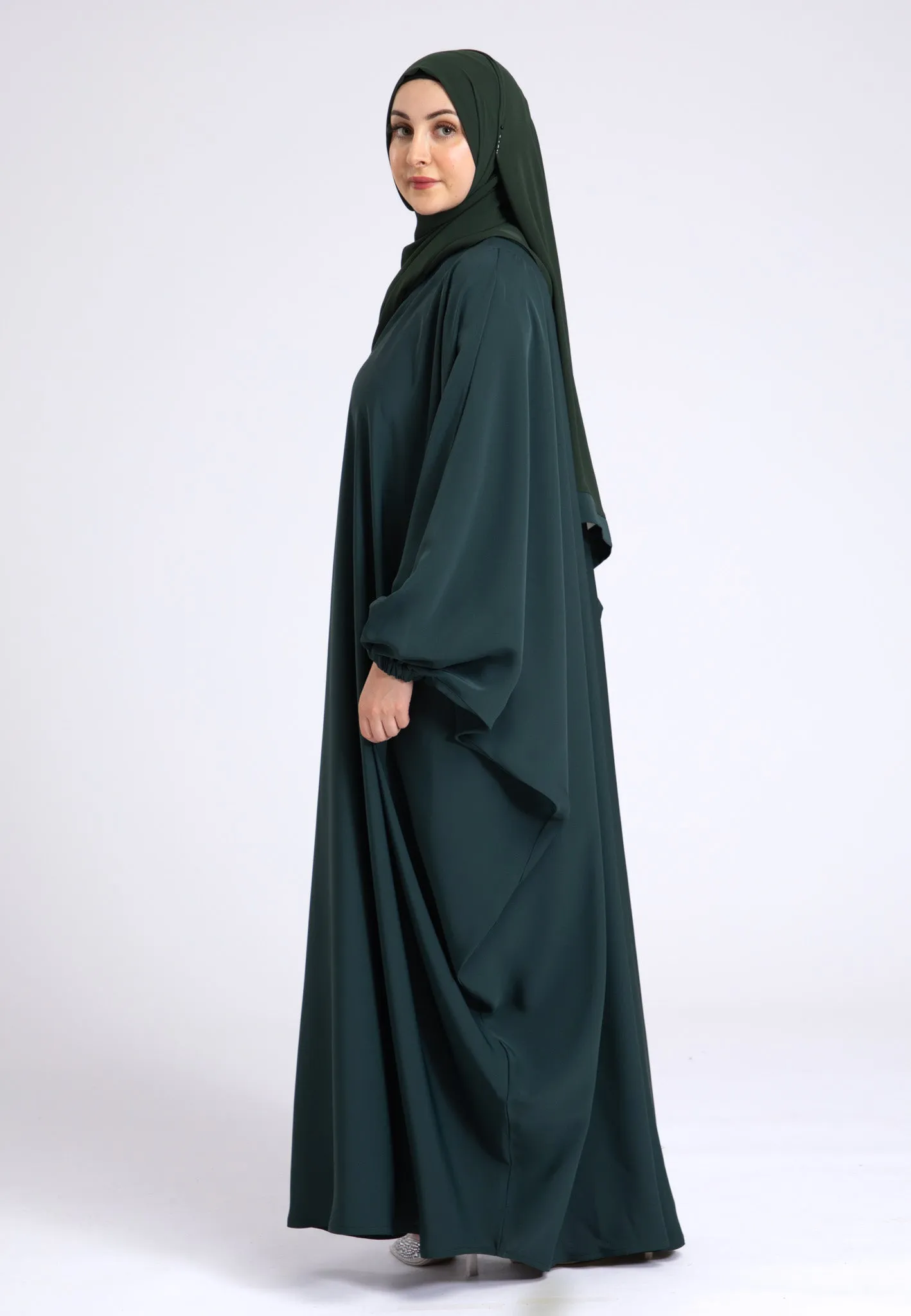 Classic Teal Farasha With Elasticated Cuff Sleeves