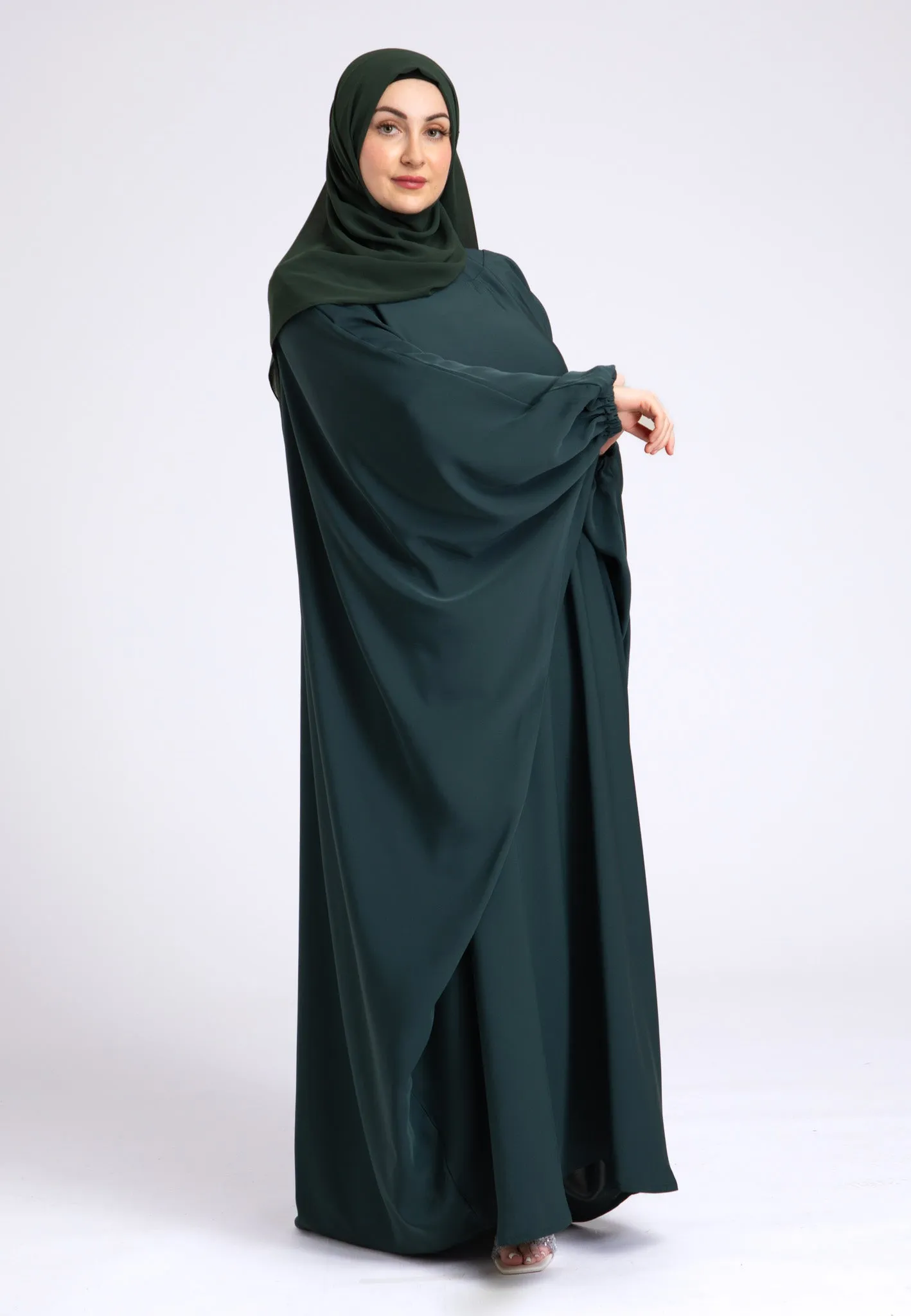 Classic Teal Farasha With Elasticated Cuff Sleeves