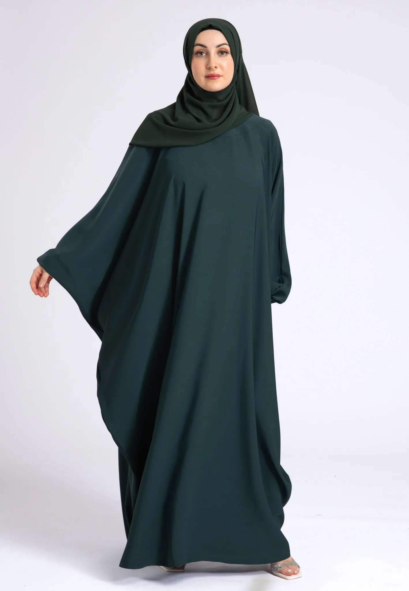 Classic Teal Farasha With Elasticated Cuff Sleeves