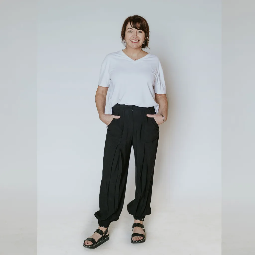 Coco - Women's High Waisted Harem Pants - Black