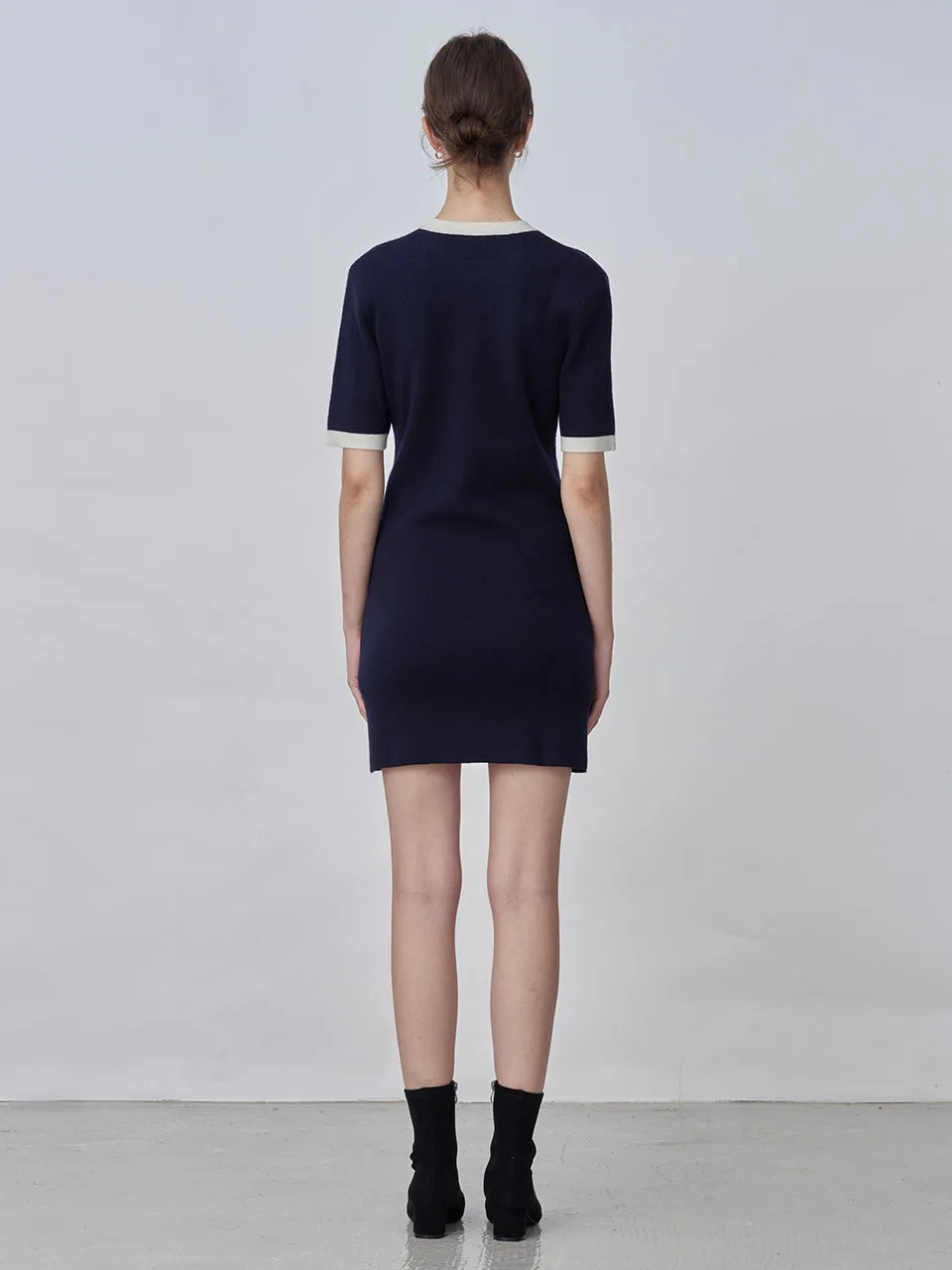 Color Block Shortsleeve Dress_Dark Navy