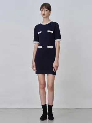 Color Block Shortsleeve Dress_Dark Navy