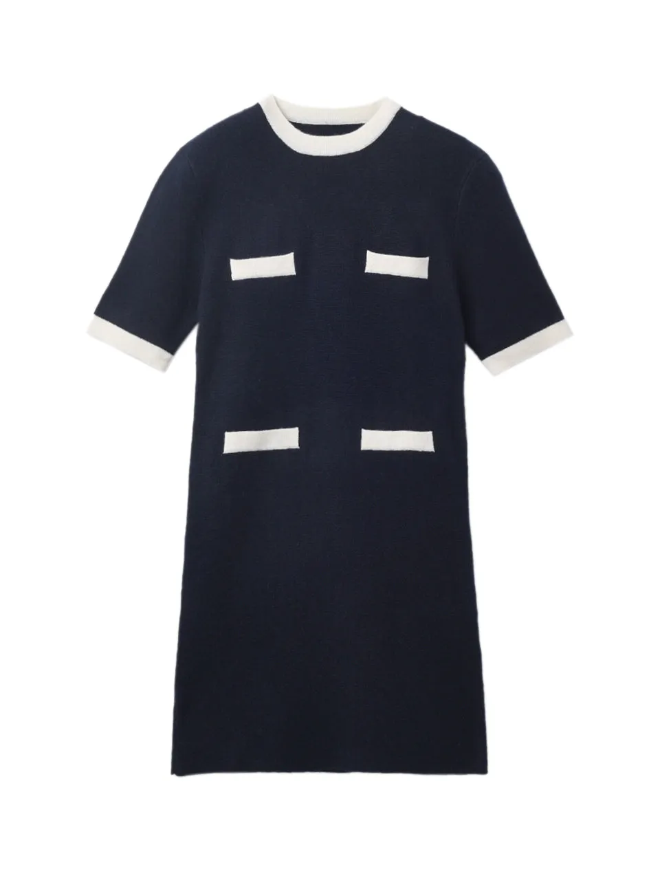 Color Block Shortsleeve Dress_Dark Navy