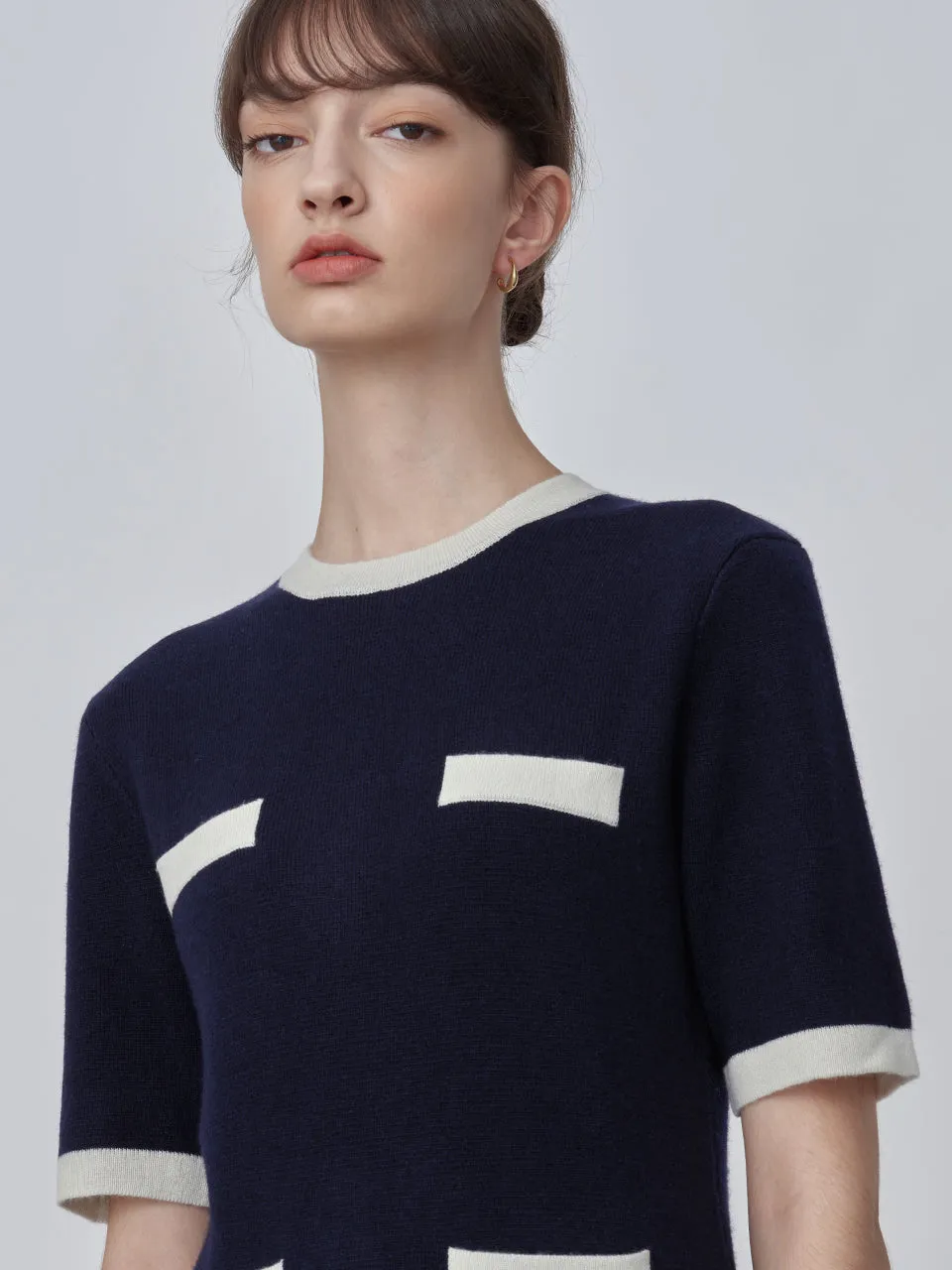 Color Block Shortsleeve Dress_Dark Navy