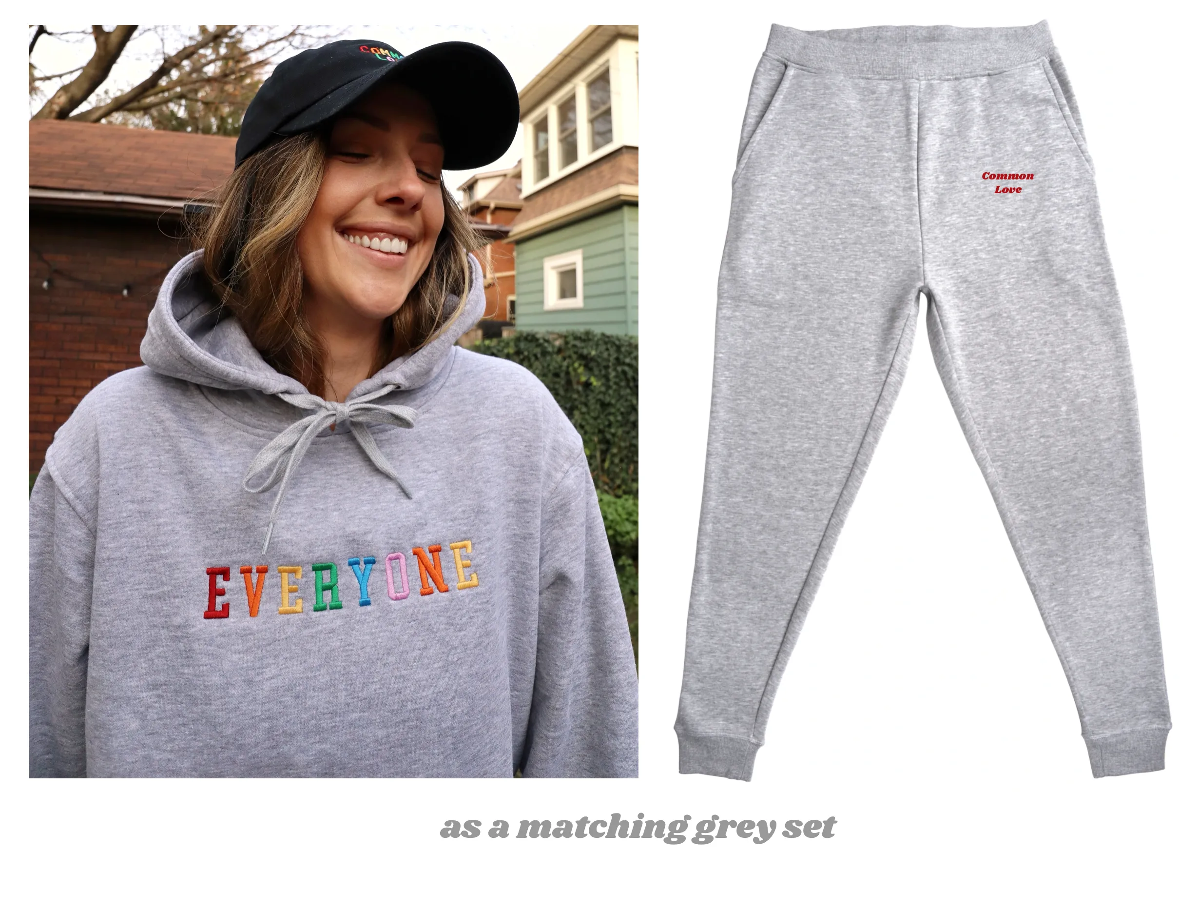 COMMON LOVE SWEATPANTS (Grey/Embroidered Logo)