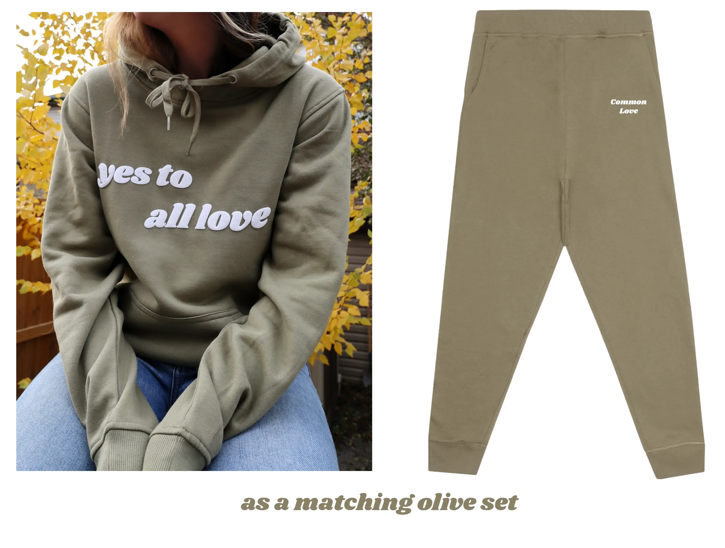 COMMON LOVE SWEATPANTS (Olive/Puff Print Logo)