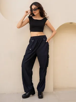 Corduroy Black Cargo Pants