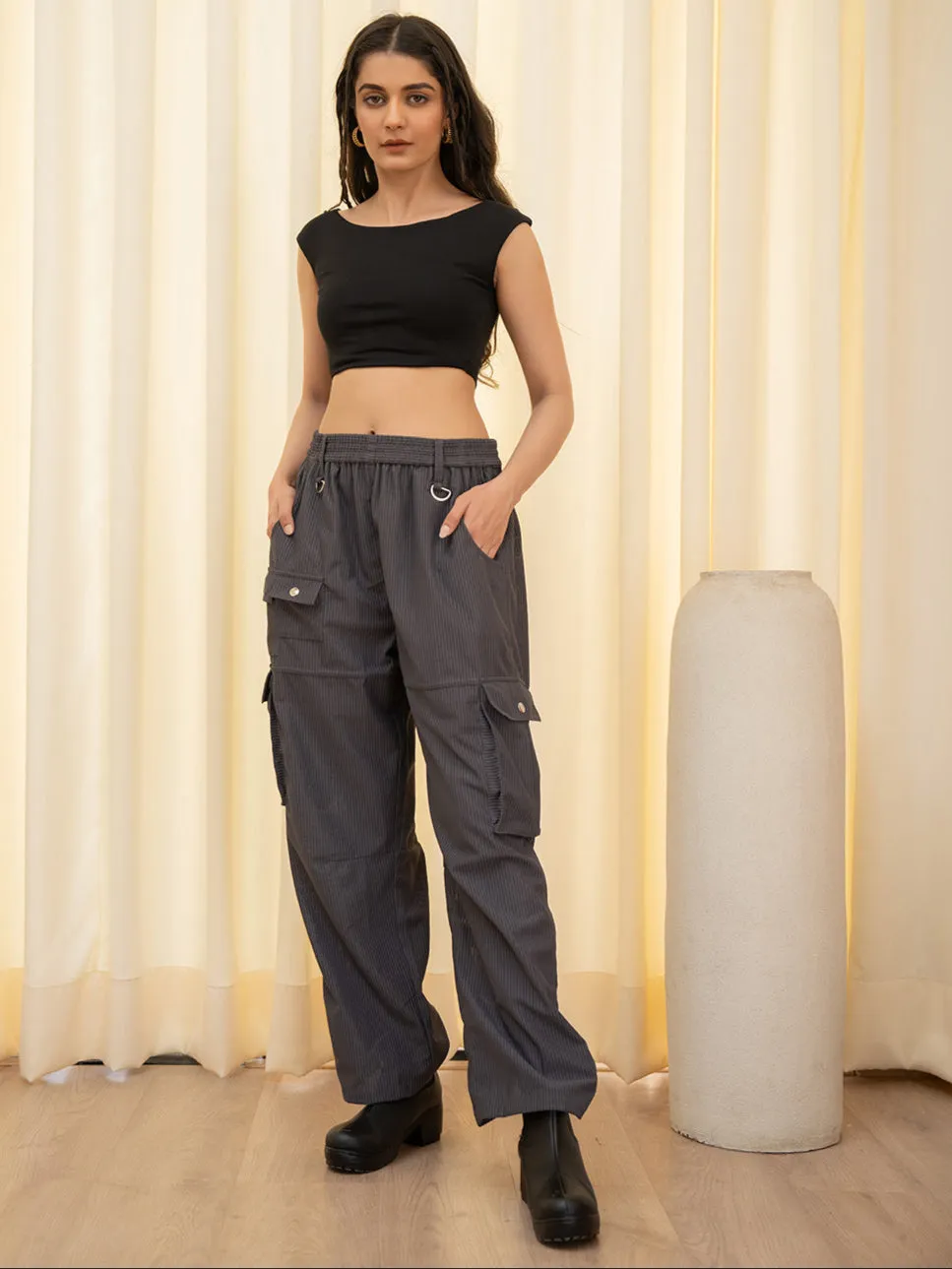 Corduroy Glacier Grey Cargo Pants