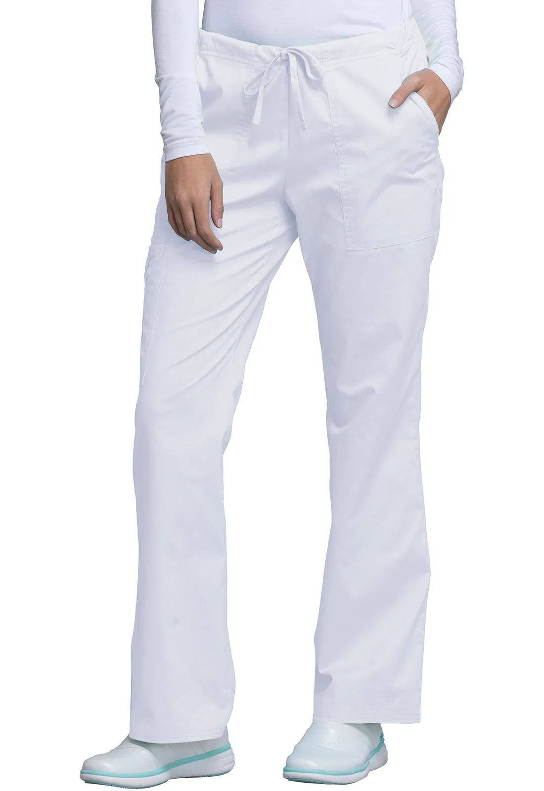 Core Stretch 4044 Mid Rise Drawstring Cargo Pants White