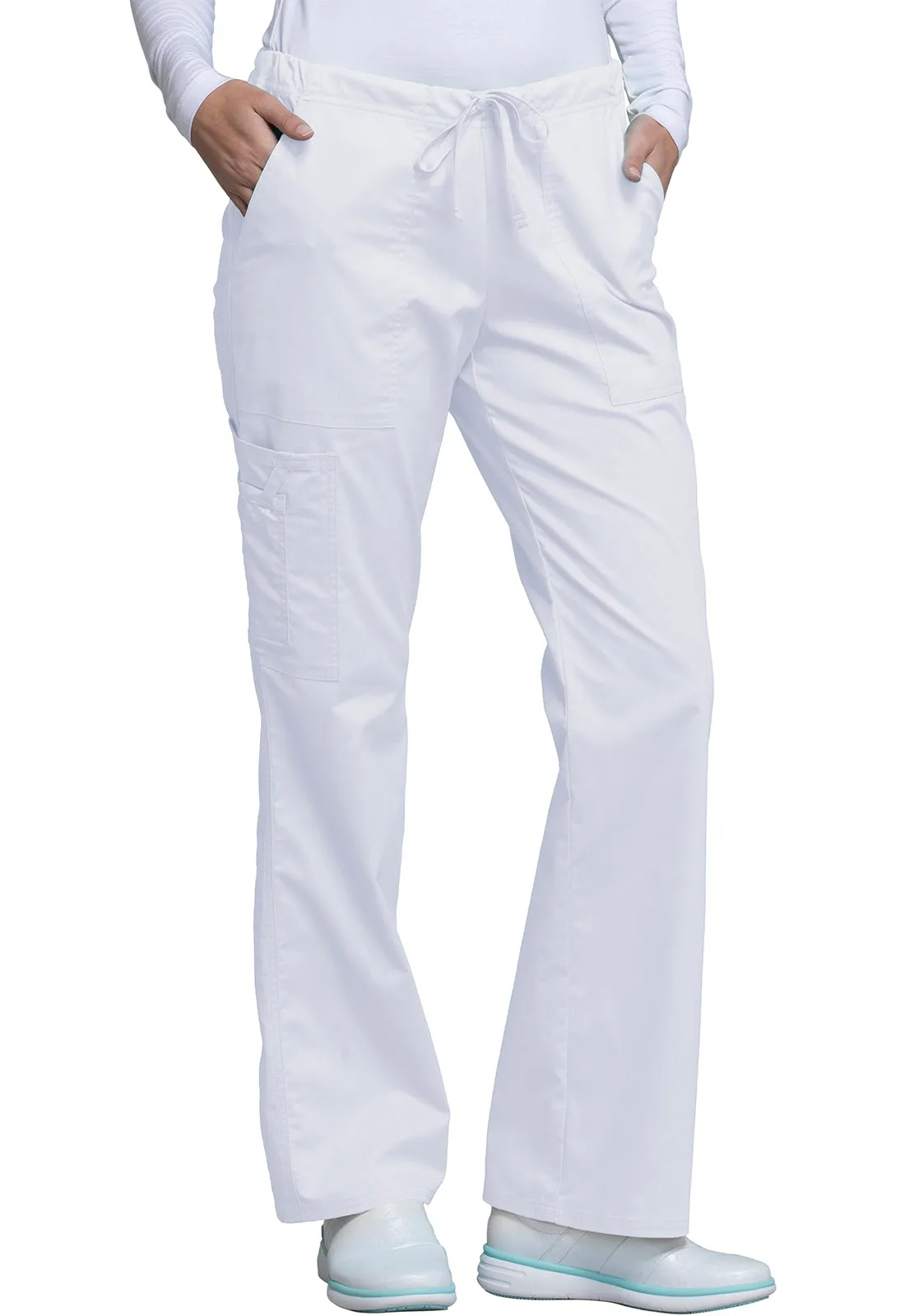 Core Stretch 4044 Mid Rise Drawstring Cargo Pants White