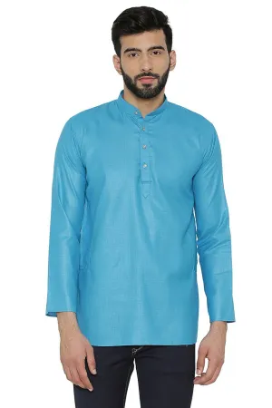 Cotton Silk Blend Blue Kurta Shirt