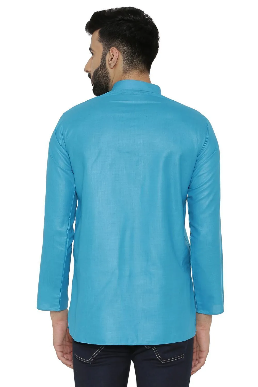 Cotton Silk Blend Blue Kurta Shirt