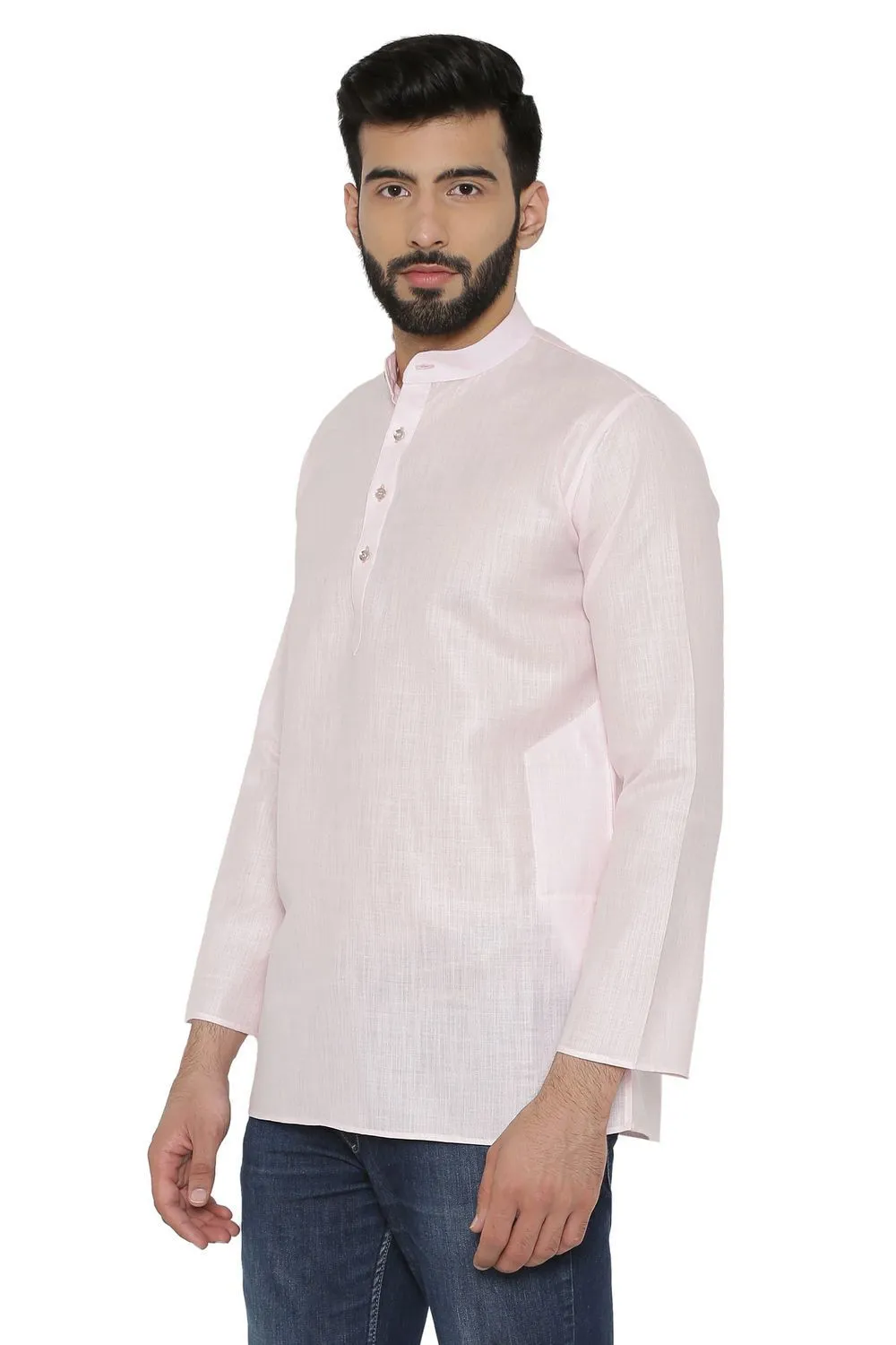 Cotton Silk Blend Pink Kurta Shirt