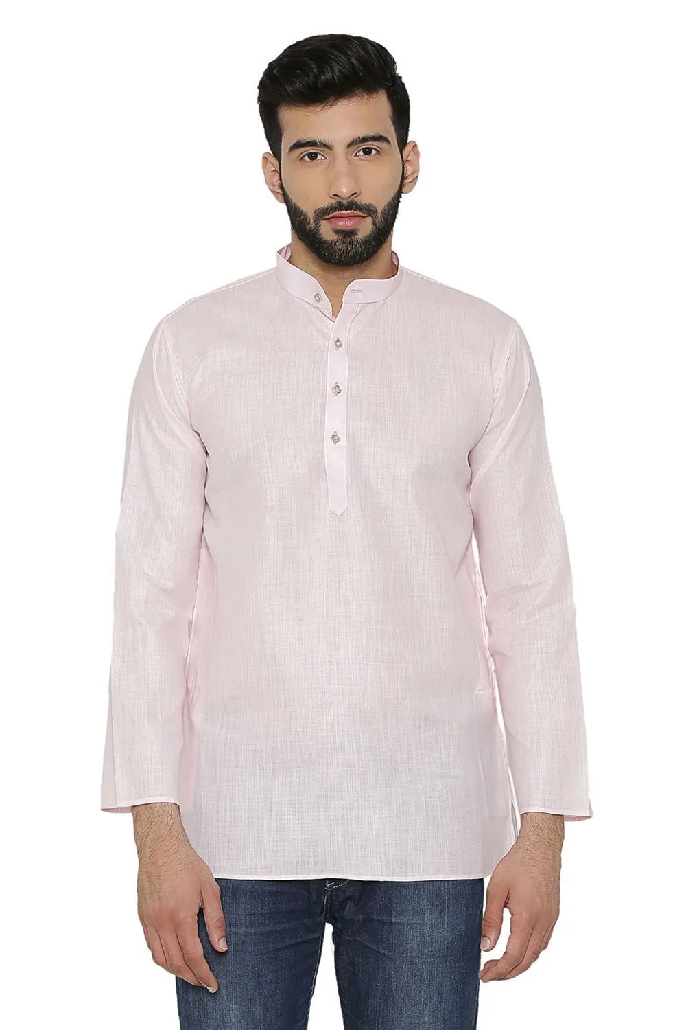 Cotton Silk Blend Pink Kurta Shirt