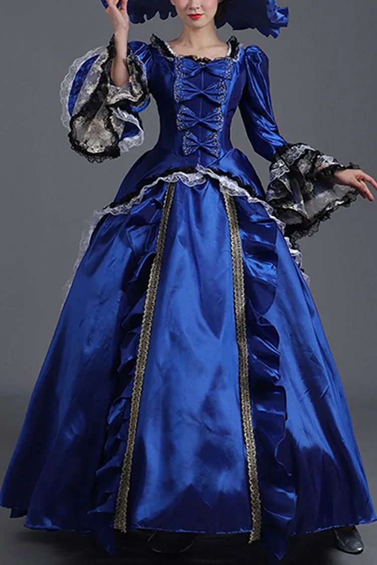 Court Style High Waisted Long Sleeves Trumpet Sleeves Bowknot Victorian Lolita Prom Dress