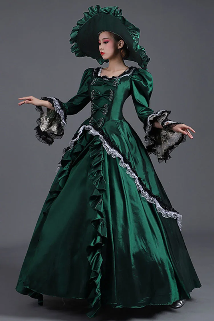 Court Style High Waisted Long Sleeves Trumpet Sleeves Bowknot Victorian Lolita Prom Dress
