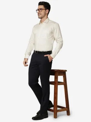 Cream Solid Slim Fit Formal Shirt | Metal