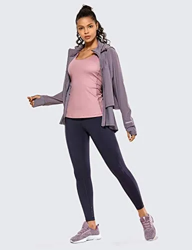 CRZ YOGA Women's Naked Feeling Workout Leggings 25 Inches - High Waisted Yoga Pants with Side Pockets Navy