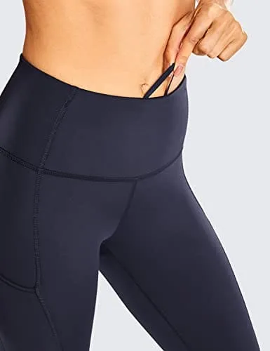 CRZ YOGA Women's Naked Feeling Workout Leggings 25 Inches - High Waisted Yoga Pants with Side Pockets Navy