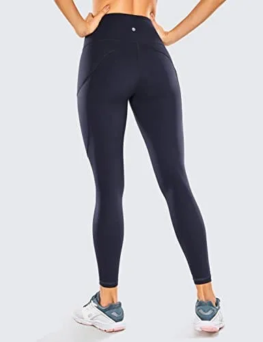 CRZ YOGA Women's Naked Feeling Workout Leggings 25 Inches - High Waisted Yoga Pants with Side Pockets Navy