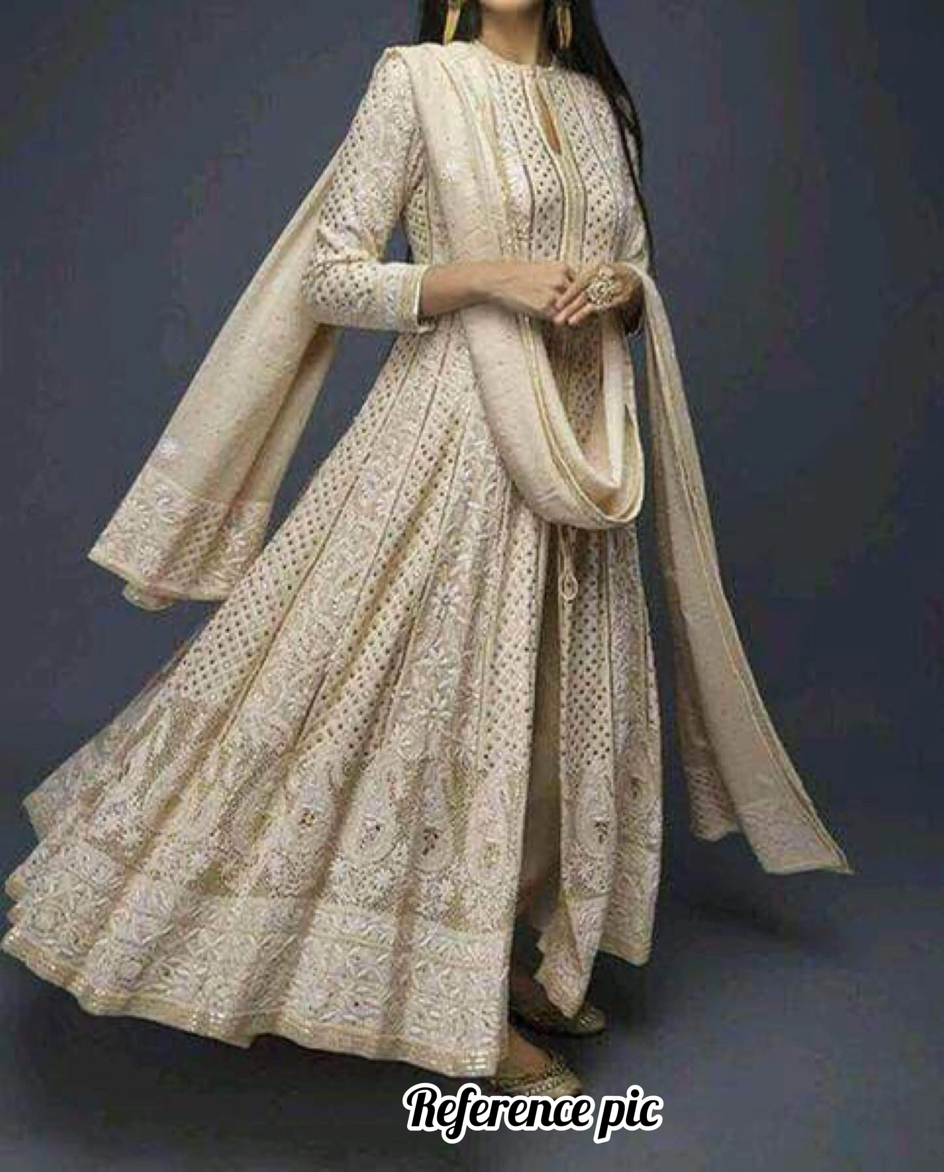 Custom high quality Chikankari Anarkali Wedding Suit
