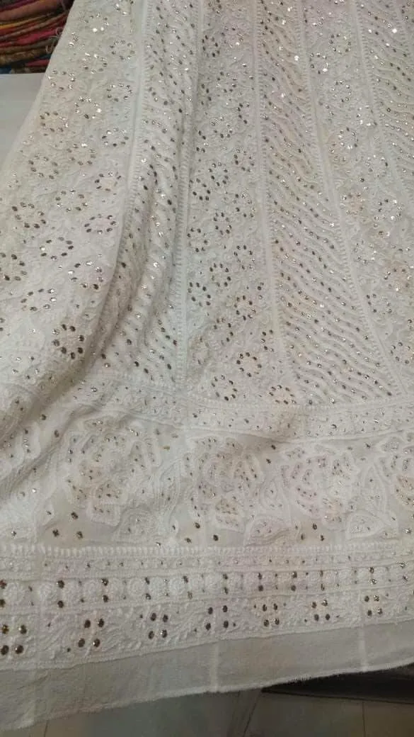 Custom high quality Chikankari Anarkali Wedding Suit