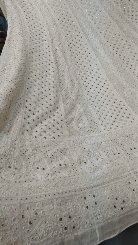 Custom high quality Chikankari Anarkali Wedding Suit